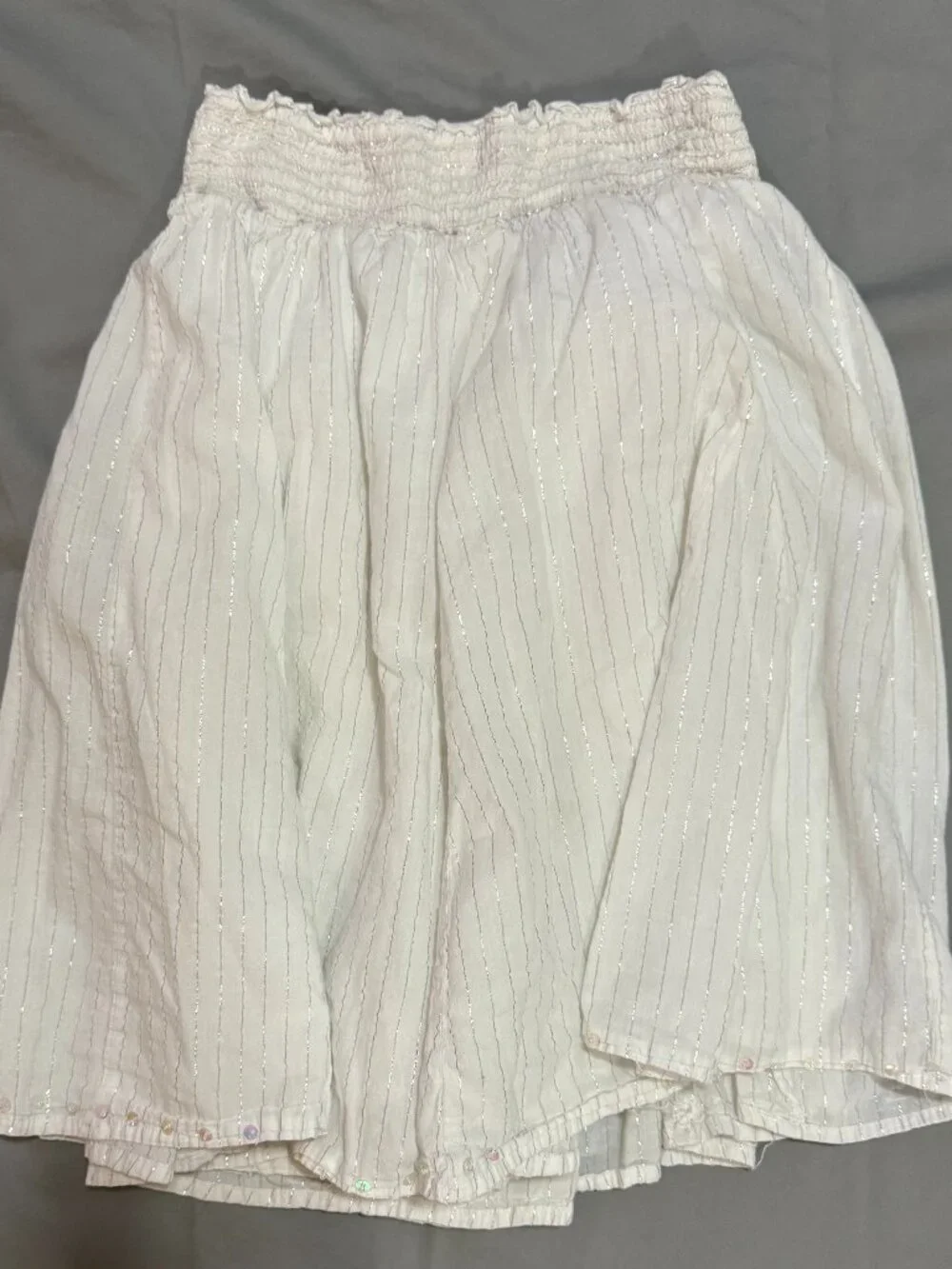 Justice Girls White Metallic Striped Tiered Skirt Size 10 SKU043